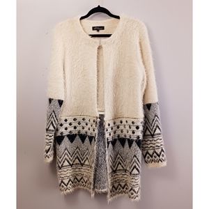 Nicole Sabbattini Women Convertible Cardigan Sweater Size L Faux Mohair Artsy